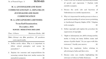 MJM - 025  December 2021 Question Paper