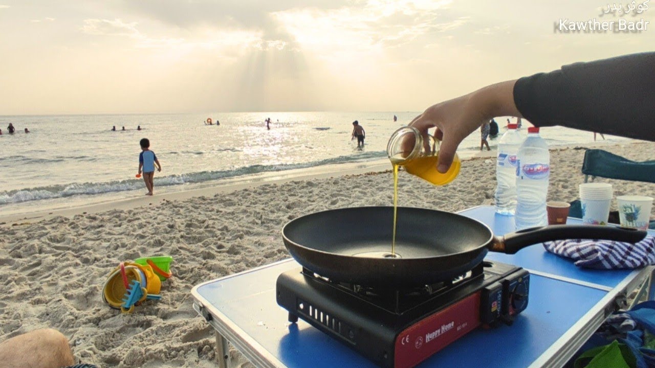 فطور الصباح على البحر 🍳🔥☕ السادسة صباحا 🌅