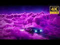 4K Neon Road Dream • Car Driving Through Purple & Pink Clouds (10 Hours Relax & Sleep Loop)