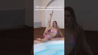 my coach would be disappointed🤣 #ballerina #flexible #pool #bikini