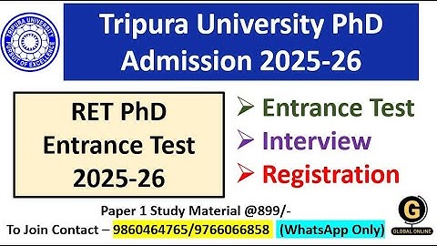 Tripura University PhD Admission 2025-26 | RET PhD Entrance Test 2025-26 | Entrance Test+ Interview