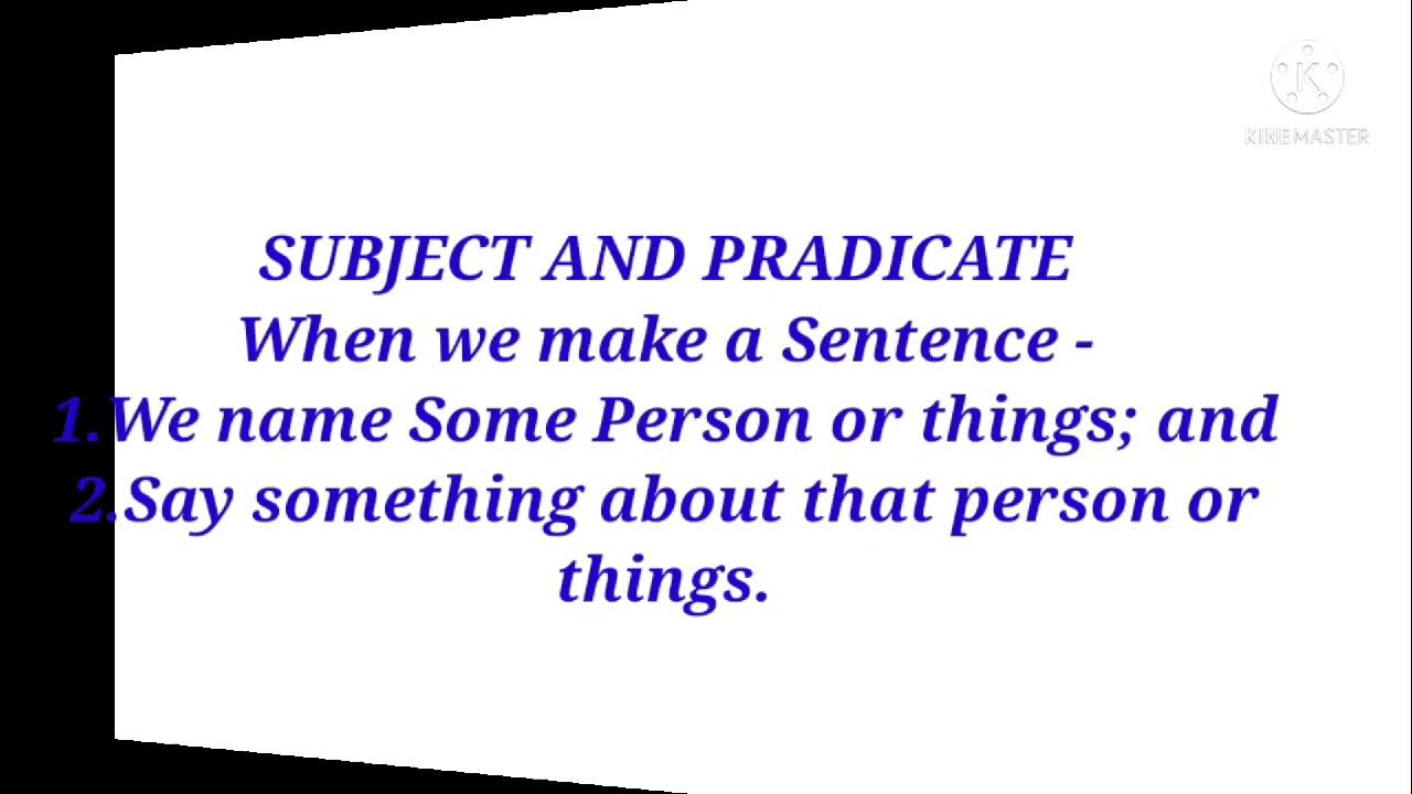 Subject and predicate YouTube