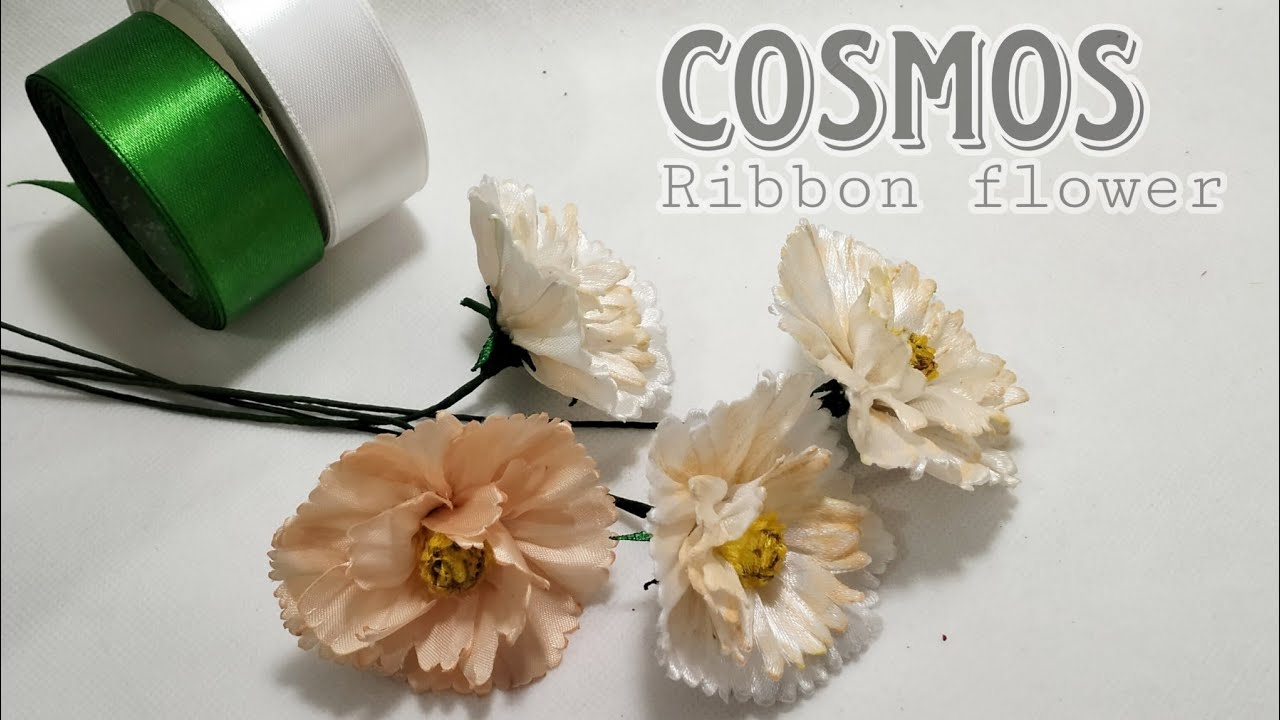 How to make satin ribbon flower cosmos cupcakes blush seeds | bunga cosmos pita satin