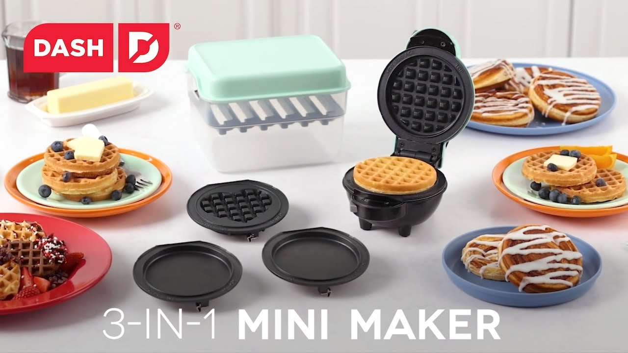 Dash Multi Plate Mini Waffle Maker with 7 Removable Plates New