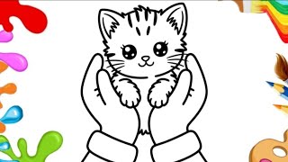 Kawaii-Style Kitten 🐱💕 | Cute Cartoon Kitty Coloring Page for Kids Kawaii-Style Kitten 🐱💕 | Cute Cartoon Kitty Coloring Page for Kids