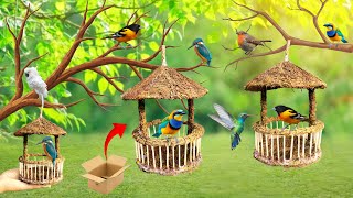 How to make bird nest with cardboard ||Homemade bird house|| diy Bird feeder craft ideas