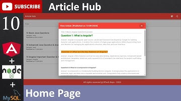 10. Article Hub - Home Page (Angular, Node.js, MySQL Database)