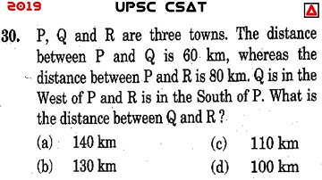 P, Q And R Are Three Towns. The Distance Between P And Q Is 60 Km, Whereas Distance Between P And R