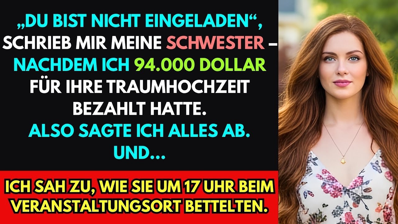 Ich bezahlte die 94 000 $ Hochzeit meiner Schwester – und wurde in letzter Minute ausgeladen