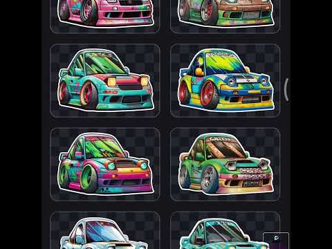 16 Stickers Cartoon Cars / Pegatinas / Cartoon Cars / Ready Print / PNG / A3 / A4 / HD