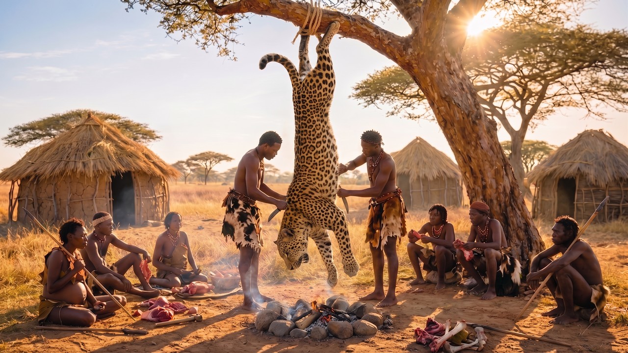 Savanna Survival Story | Early Human Hunts Giant Leopard — Fire Turns Survival Into Evolution