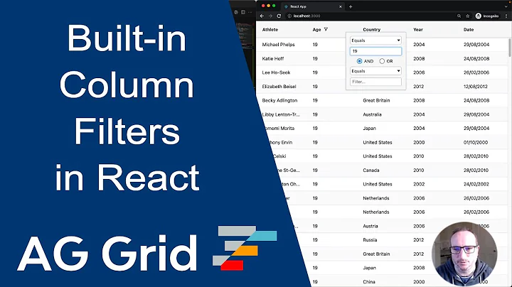 Built-in column filters overview for the React Data Grid from AG Grid