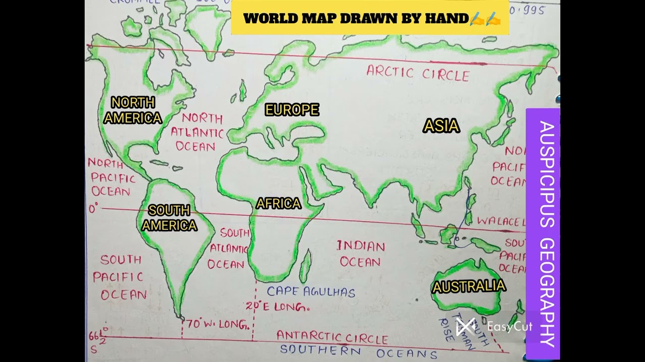 world map drawn by hand 