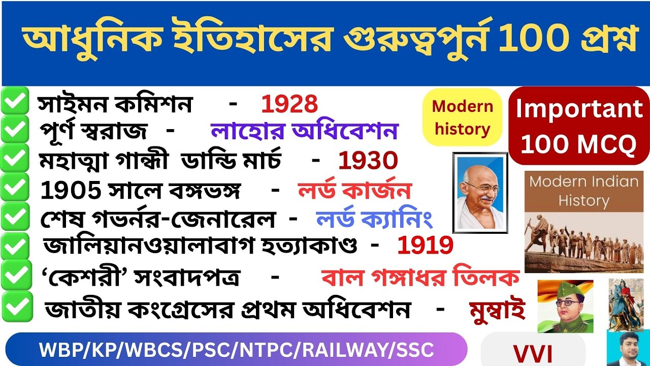 আধুনিক ইতিহাসের সেরা ১০০টি  MCQ 🔥ll Modern History top 100 important Questions ll History GK🔥