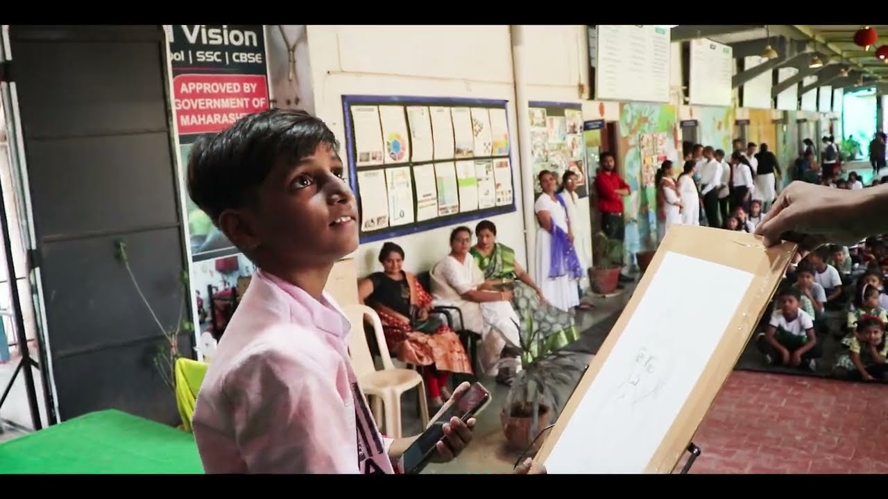 First Day of School | LIVE SKETCH | PORTRAIT | BY MASTER MAYURESH ADHAV FROM GLOBAL VISION SCHOOL