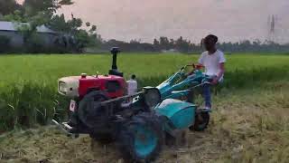 Natura village Power tiller work on field | Expert power tiller driving a Village boy Video - 63