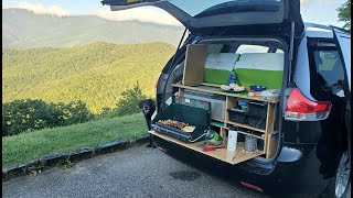 Toyota Sienna minvan campervan conversion. Welded steel frame minivan camper build.