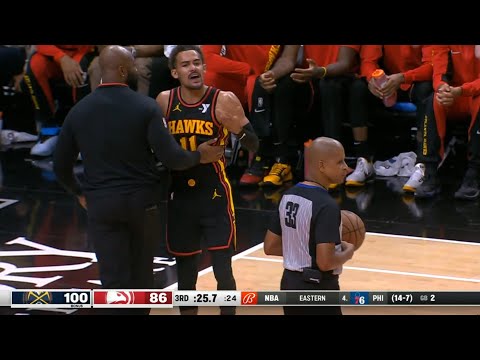 Trae Young tells ref to grow the f**k up after getting ejected vs Nuggets