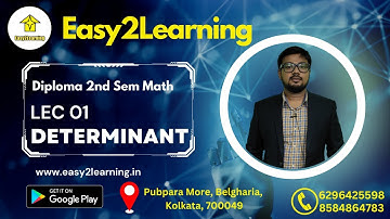 Diploma 2nd Sem Math | Lec 01 Determinant Introduction | By David Sir