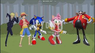 Monkey D. Luffy And Sanji Protect Amy Rose From Dr  Eggman