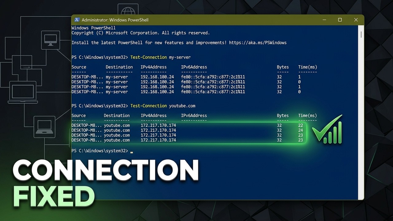 Check Host Connection with PowerShell - YouTube