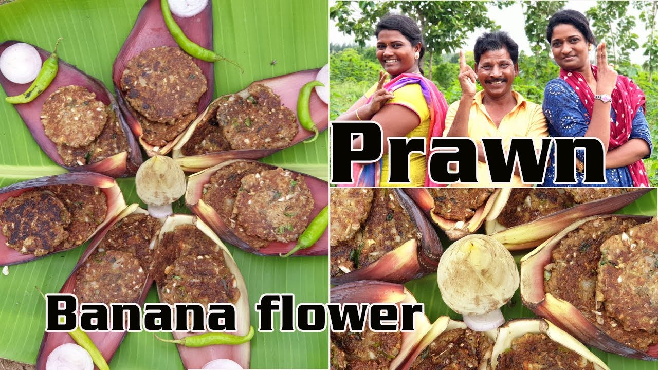 வாழைப்பூ இறால் அடை Prawn Banana Flower Recipe பாரம்பரிய சமையல்