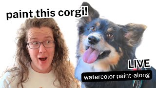 Corgi dog watercolor paint along tutorial
