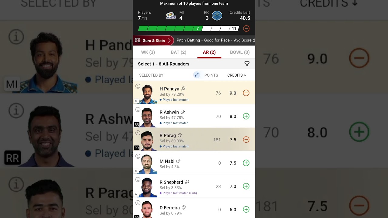 MI vs RR dream 11 team today||rr vs mi dream 11 team fantasy||mi vs rr dream 11 team 