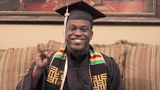 Camron i. goodman, the 2019-20 student government president, addresses
class of 2020 during spring commencement.