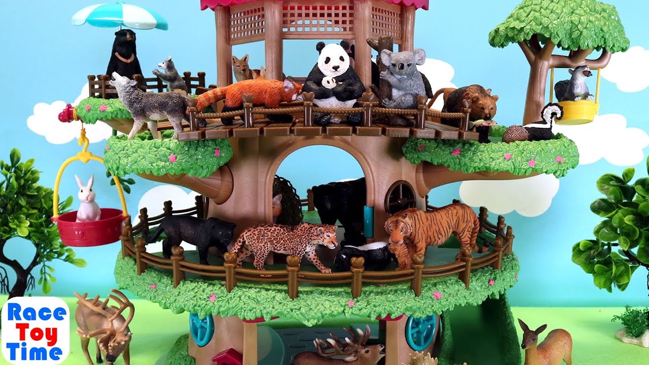 Jungle and Forest Wild Zoo Animals Toys in theTreehouse - Learn Animal  Names For Kids - YouTube