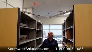 Powered High Density Shelving Features LED Safety Sweep Battery Backup Pantographs