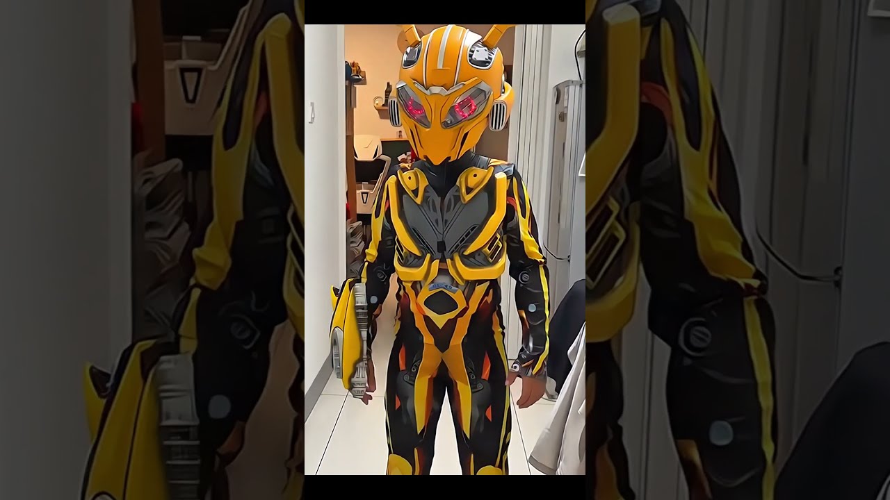 Бамблби! Набор для детей с рукавным пушком и голосовым трансформирующимся шлемом