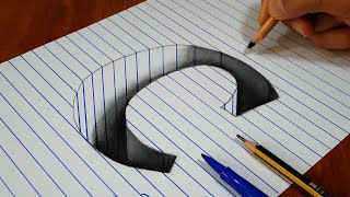 Drawing c Hole in Line Paper 3D Trick Art