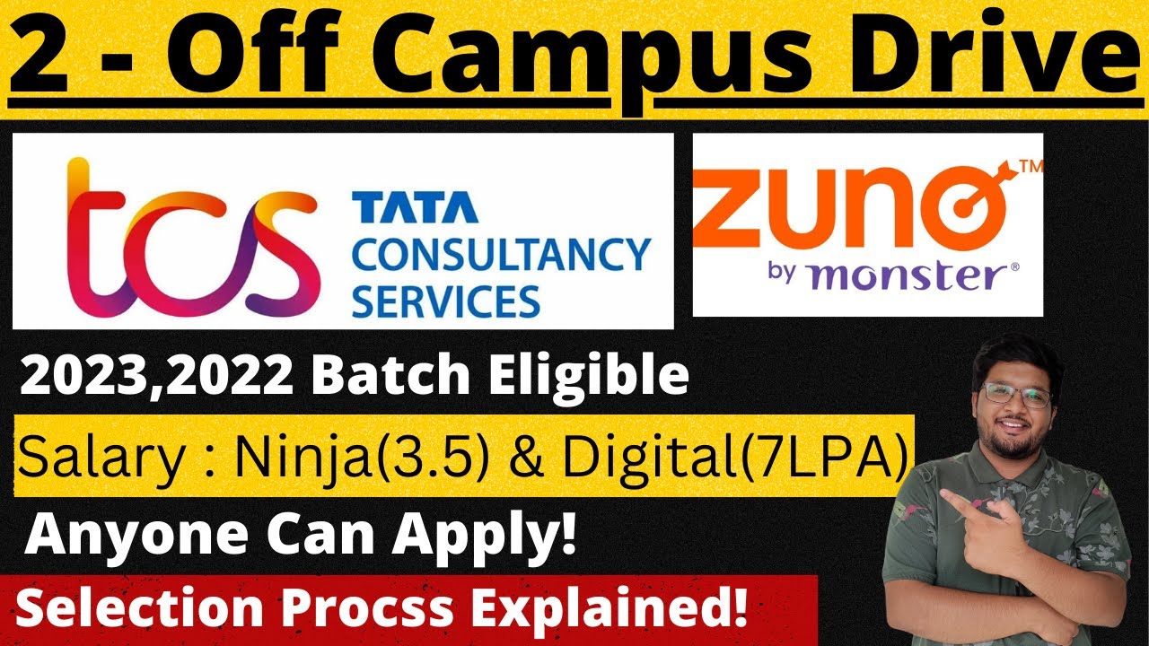 TCS, Zuno Off Campus Drive | Final Year & Recent Batch Eligible | Ninja & Digital Hiring 🔥🔥