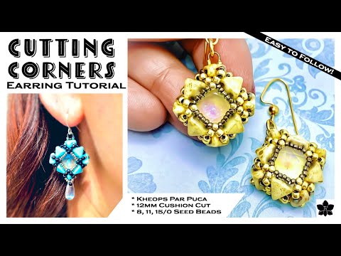 DIY Beaded Cushion Cut Crystal Earring Tutorial with Kheops