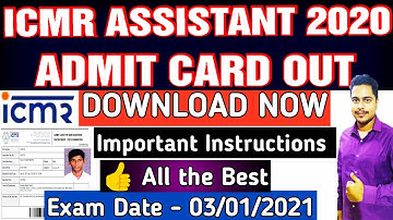 🔴ICMR ASSISTANT ADMIT CARD OUT ¦¦ Important Instructions for exam ¦¦ Download now