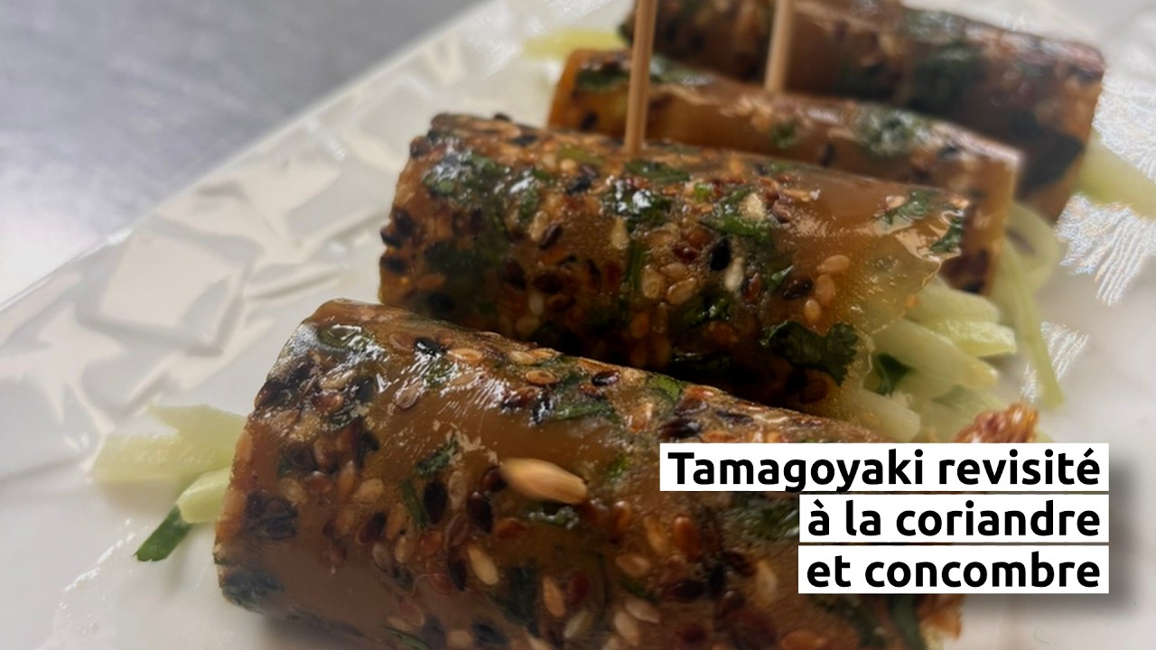 Tamagoyaki revisité à la coriandre et concombre