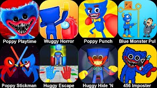 Poppy Playtime Chapter 1,Wuggy Horror: Hide N' Seek,Blue Monster Pull Pin,Spider Stickman Supreme