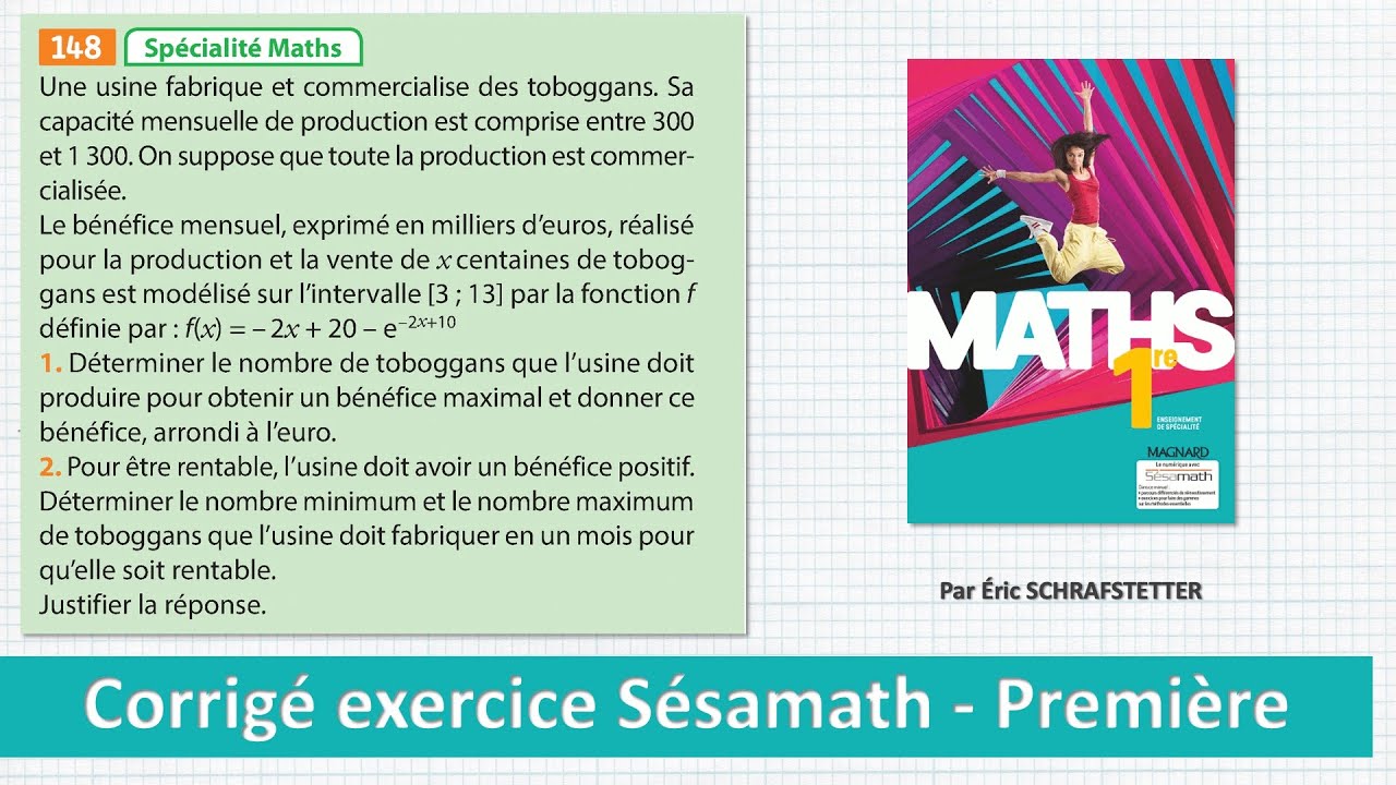 Maths 1ere - Corrigé d'une fonction avec exponentielle (Sésamath) - YouTube