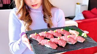 【肉寿司とビール】人生初ローストビーフで寿司職人しちゃうだけの動画｜4K