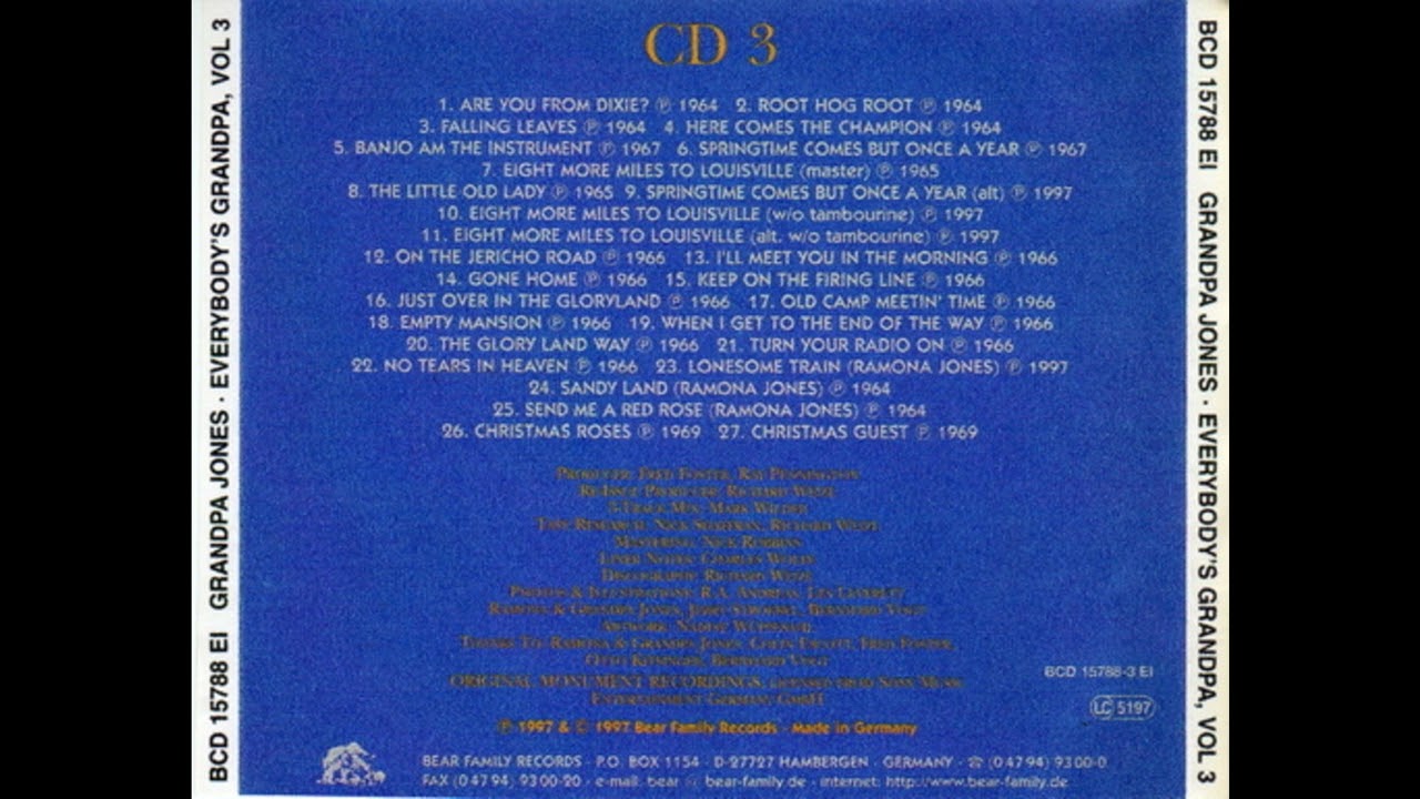 独5discs CD Grandpa Jones Everybodys Grandpa BCD15788EI BEAR FAMILY /00980 Grandpa Jones - Everybody's Grandpa CD3 - YouTube