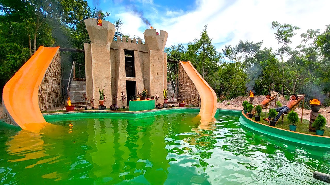 ⁣I Spent 299Days Building 1Million Dollar Villa House with Water Slide into Underground Swimming Pool