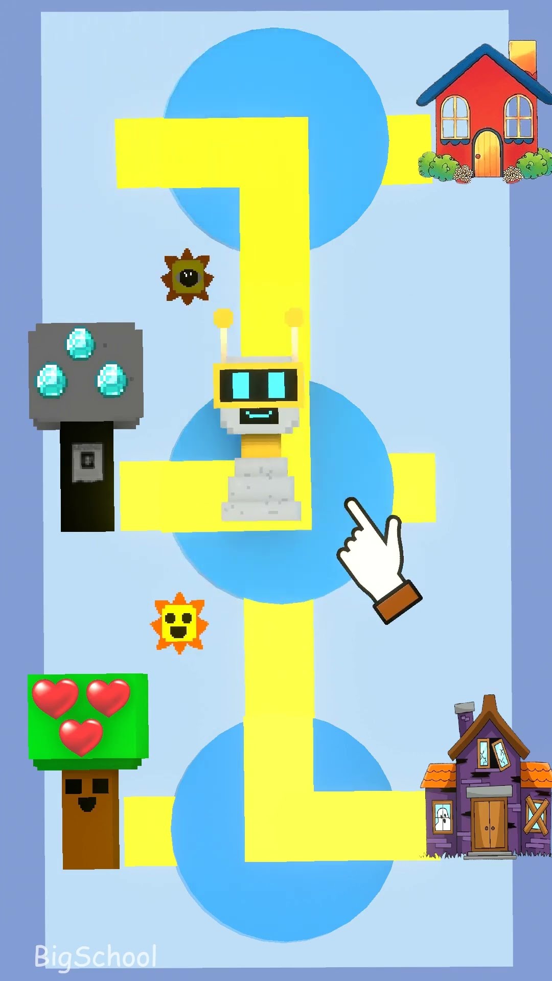 Challenge of choosing the right path to help Fun Bot and Black go home! ?