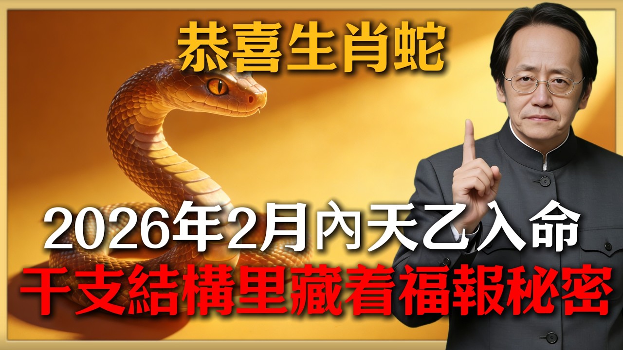 恭喜生肖蛇！2026年2月內「天乙」入命，這12天是福報關鍵，抓不住就要再等11年#倪海廈 #命理 #生肖 #運勢