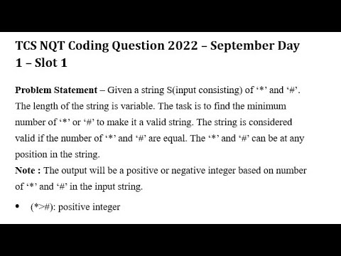 TCS NQT Python Coding Question 2022 - September Day 1 - Slot 1 #tcs #python #coding #tcsnqt