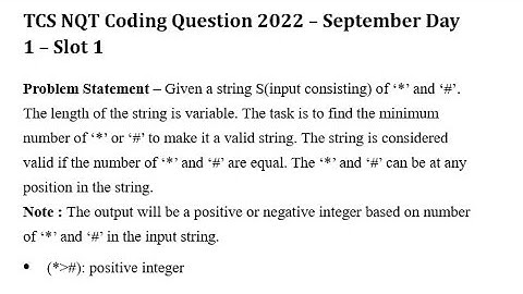 TCS NQT Python Coding Question 2022 - September Day 1 - Slot 1 #tcs #python #coding #tcsnqt