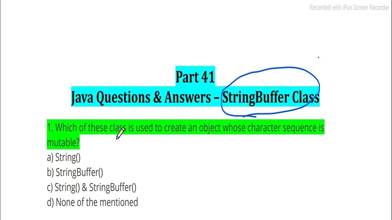 #41 String Buffer Class Java Language MCQ for Interview Placement ...
