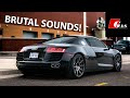 Audi R8 V8 Custom GAS Exhaust Acceleration &amp; Revs! BRUTAL Sounds!