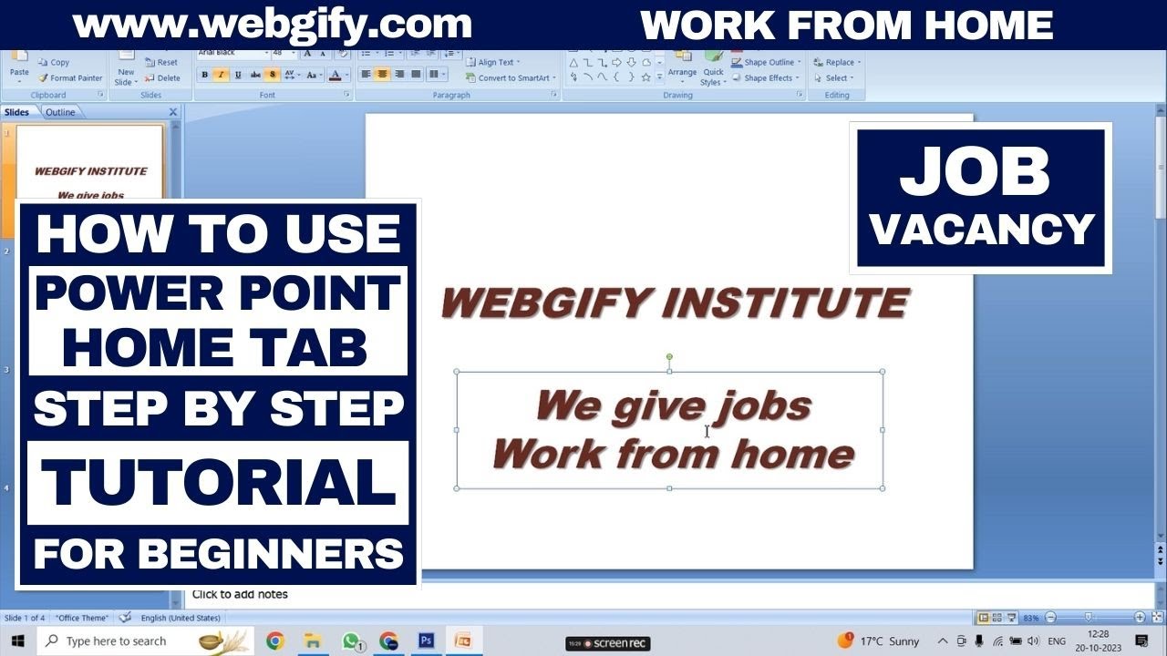 how to use power point home tab step-by-step tutorial for beginners 