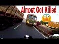 Most stupid truck driver on indian roads  lucky motorcyclist 